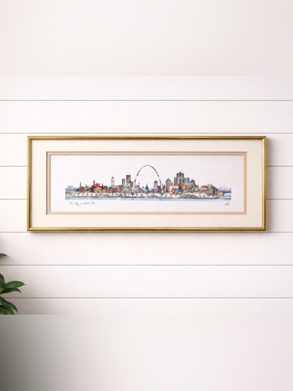 ST. LOUIS SKYLINE FRAMED ART PRINT | PANORAMIC CITYSCAPE GOLD FRAME